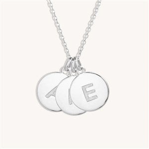 Engraved Silver Initial Disc Necklace - 3 Discs - 39985D-3S