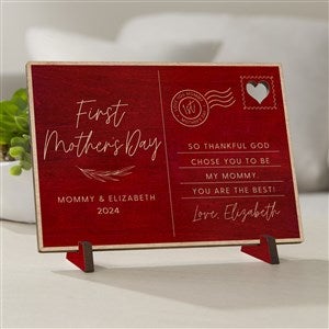 First Mothers Day Love Personalized Wood Postcard-Red - 40006-R