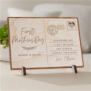 First Mothers Day Love Personalized Wood Postcard- Whitewash - 40006-W