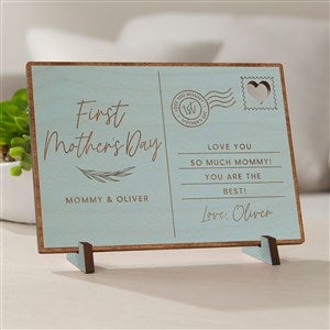 First Mothers Day Love Personalized Wood Postcard- Blue Stain - 40006-BL