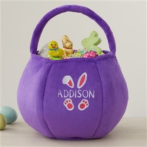 Easter Bunny Embroidered Plush Easter Treat Bag-Purple - 40034-PU