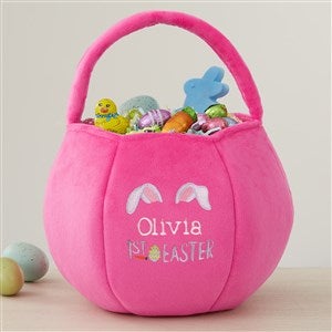 Babys First Easter Embroidered Plush Easter Treat Bag-Pink - 40037-P