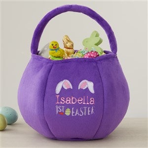 Babys First Easter Embroidered Plush Easter Treat Bag-Purple - 40037-PU
