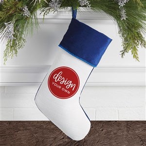 Design Your Own Personalized Christmas Stocking- White with Blue Cuff - 40075-W