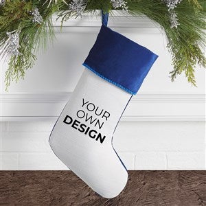 Design Your Own Personalized Christmas Stocking- White with Blue Cuff - 40075-W