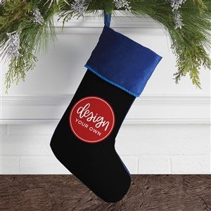 Design Your Own Personalized Christmas Stocking- Black with Blue Cuff - 40075-B