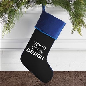 Design Your Own Personalized Christmas Stocking- Black with Blue Cuff - 40075-B