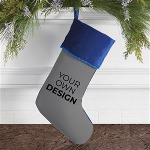 Design Your Own Personalized Christmas Stocking- Grey with Blue Cuff - 40075-G