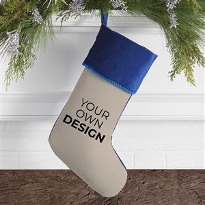 Design Your Own Personalized Christmas Stocking- Tan with Blue Cuff - 40075-T