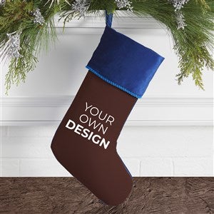 Design Your Own Personalized Christmas Stocking- Brown with Blue Cuff - 40075-BR