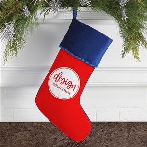 Design Your Own Personalized Christmas Stocking- Red with Blue Cuff - 40075-R