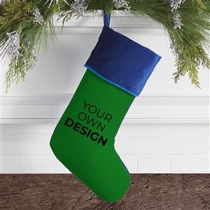 Design Your Own Personalized Christmas Stocking- Green with Blue Cuff - 40075-GR