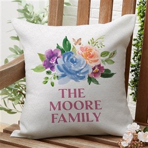 Blooming Blossoms Personalized Outdoor Throw Pillow - 16”x 16” - 40086