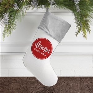 Design Your Own Personalized Christmas Stocking- White with Grey Cuff - 40089-W