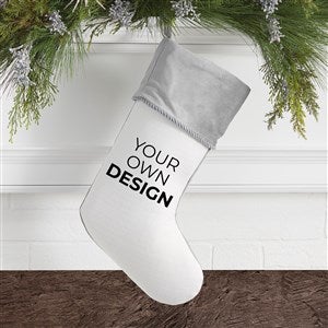 Design Your Own Personalized Christmas Stocking- White with Grey Cuff - 40089-W