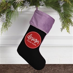 Design Your Own Personalized Christmas Stocking- Black with Purple Cuff - 40090-B