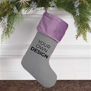 Design Your Own Personalized Christmas Stocking- Grey with Purple Cuff - 40090-G