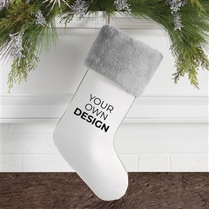 Design Your Own Personalized Christmas Stocking- White with Grey Fur Cuff - 40091-W