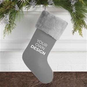 Design Your Own Personalized Christmas Stocking- Grey with Grey Fur Cuff - 40091-G