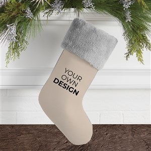 Design Your Own Personalized Christmas Stocking- Tan with Grey Fur Cuff - 40091-T