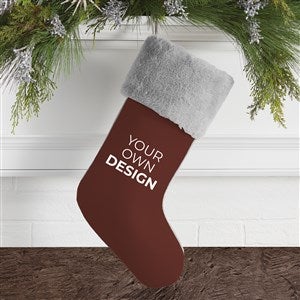 Design Your Own Personalized Christmas Stocking- Brown with Grey Fur Cuff - 40091-BR