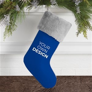 Design Your Own Personalized Christmas Stocking- Blue with Grey Fur Cuff - 40091-BL