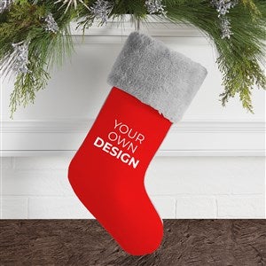 Design Your Own Personalized Christmas Stocking- Red with Grey Fur Cuff - 40091-R