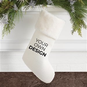 Design Your Own Personalized Christmas Stocking- White with Ivory Fur Cuff - 40092-W