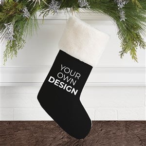 Design Your Own Personalized Christmas Stocking- Black with Ivory Fur Cuff - 40092-B