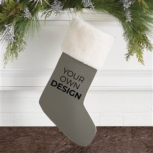 Design Your Own Personalized Christmas Stocking- Grey with Ivory Fur Cuff - 40092-G