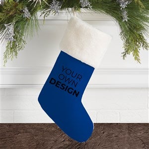 Design Your Own Personalized Christmas Stocking- Blue with Ivory Fur Cuff - 40092-BL