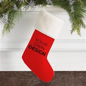 Design Your Own Personalized Christmas Stocking- Red with Ivory Fur Cuff - 40092-R