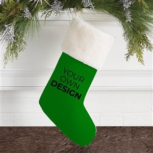 Design Your Own Personalized Christmas Stocking- Green with Ivory Fur Cuff - 40092-GR