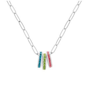 Stackable Birthstone Eternity Charm Paperclip Necklace - Silver - 40097D-S