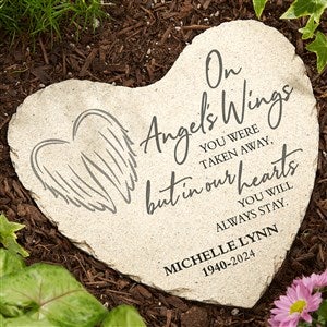 On Angels Wings Personalized Memorial Heart Garden Stone - 40114-L