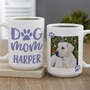 Dog Mom Personalized Coffee Mug 15 oz.- White - 40166-L