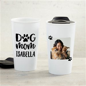 Dog Mom Personalized 12 oz. Double-Wall Ceramic Travel Mug - 40170