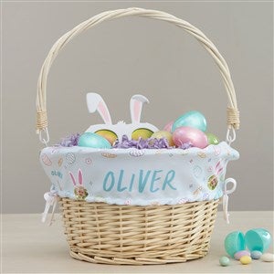 Hoppy Easter Personalized Photo Easter Natural Basket with Folding Handle - 40189-N