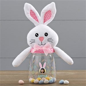 Hoppy Easter Personalized Photo Easter Bunny Candy Jar- Pink - 40201-P