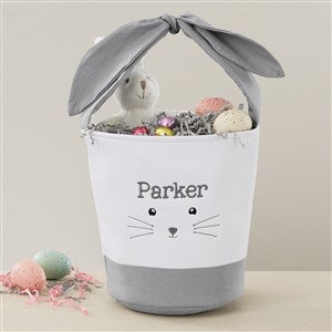 Lovable Bunny Embroidered Grey Easter Basket - 40203-G