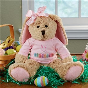 Happy Easter Eggs Personalized Plush Bunny- Pink - 40204-P