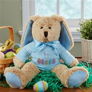 Happy Easter Eggs Personalized Plush Bunny- Blue - 40204-B