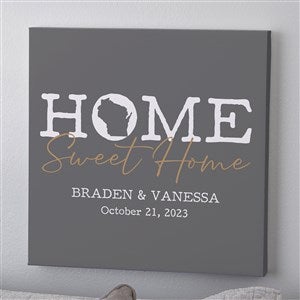Home Sweet Home Personalized State Canvas Print - 20 x 20 - 40217-20x20