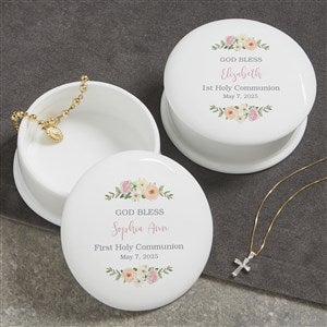 Floral First Communion Personalized Jewelry Box - 40272