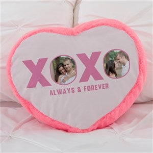 XOXO Photo Personalized Pink Heart Throw Pillow - 40282
