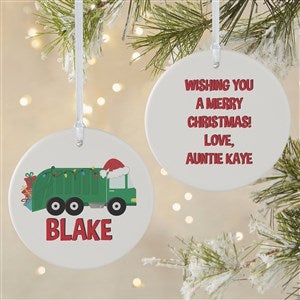 Construction  Monster Truck Personalized Ornament- 3.75quot; Matte - 2 Sided - 40311-2L