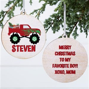 Construction  Monster Truck Personalized Ornament- 3.75quot; Wood - 2 Sided - 40311-2W