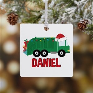 Construction  Monster Personalized Square Photo Ornament- 2.75quot; Metal - 1 Sided - 40311-1M