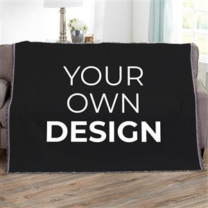 Design Your Own Personalized 56x60 Woven Throw- Black - 40366-B