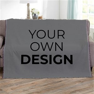 Design Your Own Personalized 56x60 Woven Throw- Grey - 40366-G